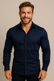 Men's Long Sleeve White Shirt Wrinkle-Free Wedding Guest Outfits