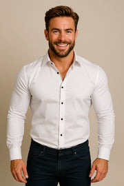 Men's Long Sleeve White Shirt Wrinkle-Free Wedding Guest Outfits