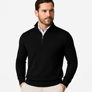 Men's Quarter-Zip Cotton Sweater for Modern Comfort and Classic Style
