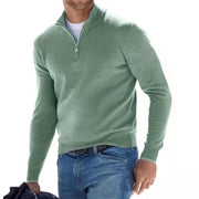 Men's Quarter-Zip Knit Sweater for a Stylish 80s Inspired Look