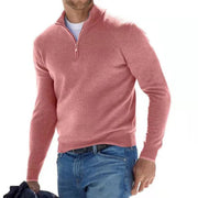 Men's Quarter-Zip Knit Sweater for a Stylish 80s Inspired Look