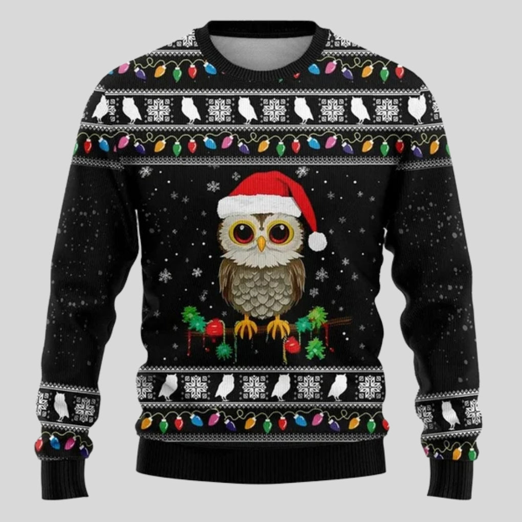 Men's Relaxed Christmas Sweater with Crew Neck and Straight Hem