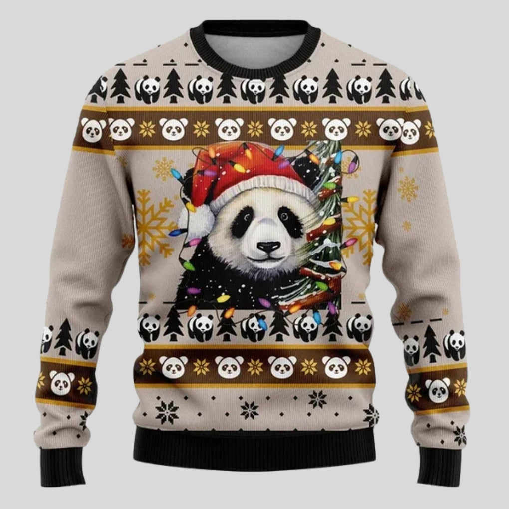 Men's Relaxed Christmas Sweater with Crew Neck and Straight Hem