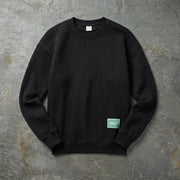 Men's Relaxed Textured Knit Sweatshirt for Quarter Zip Pullover Style