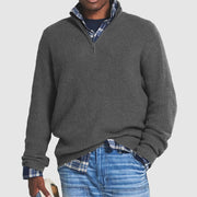 Men's Ribbed Quarter-Zip Sweater for Smart Casual Looks and Business