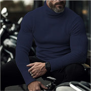 Men's Ribbed Turtleneck Sweater for Warmth and Versatility