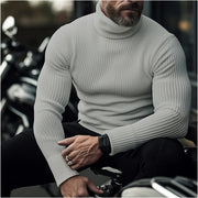 Men's Ribbed Turtleneck Sweater for Warmth and Versatility