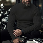 Men's Ribbed Turtleneck Sweater for Warmth and Versatility