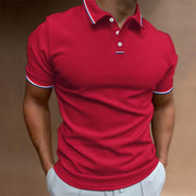 Men's Polo Shirt with Striped Collar and Short Sleeves for Versatile Style