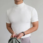 Men's Short Sleeve Turtleneck Top for Fitted Comfort and Modern Style