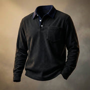 Men's Smooth Long Sleeve Corduroy Polo for Stylish Casual Outfits