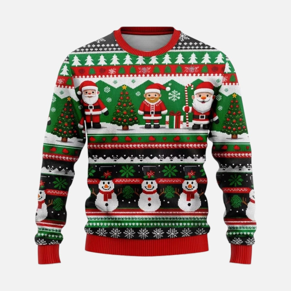 Men's Soft Christmas Winter Sweater with Ribbed Crewneck and Cuffs