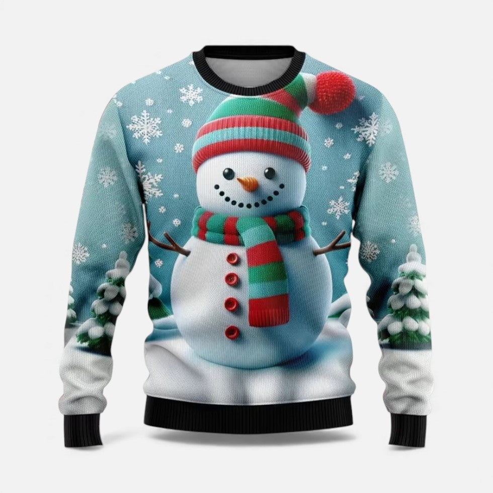 Men's Soft Christmas Winter Sweater with Ribbed Crewneck and Cuffs