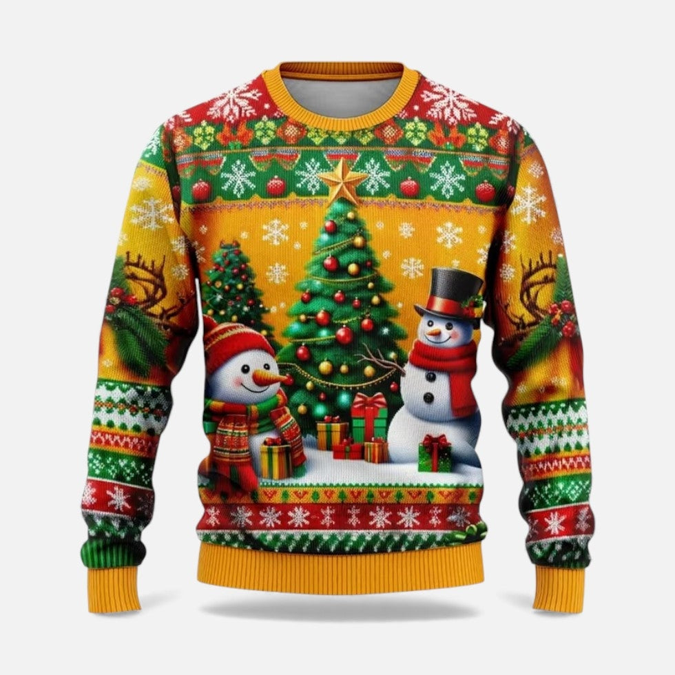 Men's Soft Christmas Winter Sweater with Ribbed Crewneck and Cuffs
