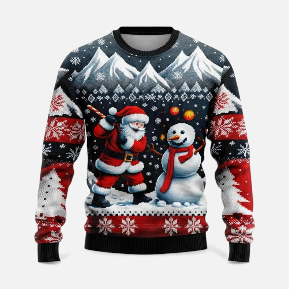 Men's Soft Christmas Winter Sweater with Ribbed Crewneck and Cuffs