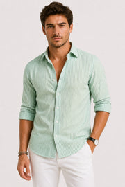 Men's Striped Linen Shirt for Summer Wedding Guest