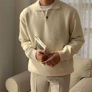 Men's Structured Knit Polo Sweater for Quarter Zip Pullover Style