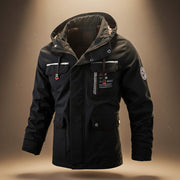 Water-Resistant Hooded Winter Jacket with Zip Pockets for Men
