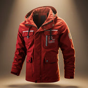 Water-Resistant Hooded Winter Jacket with Zip Pockets for Men