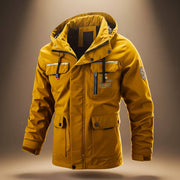 Water-Resistant Hooded Winter Jacket with Zip Pockets for Men