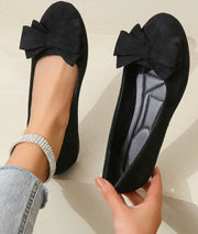 Non-Slip Ballet Flats with Bow Detail and Round Toe for Women