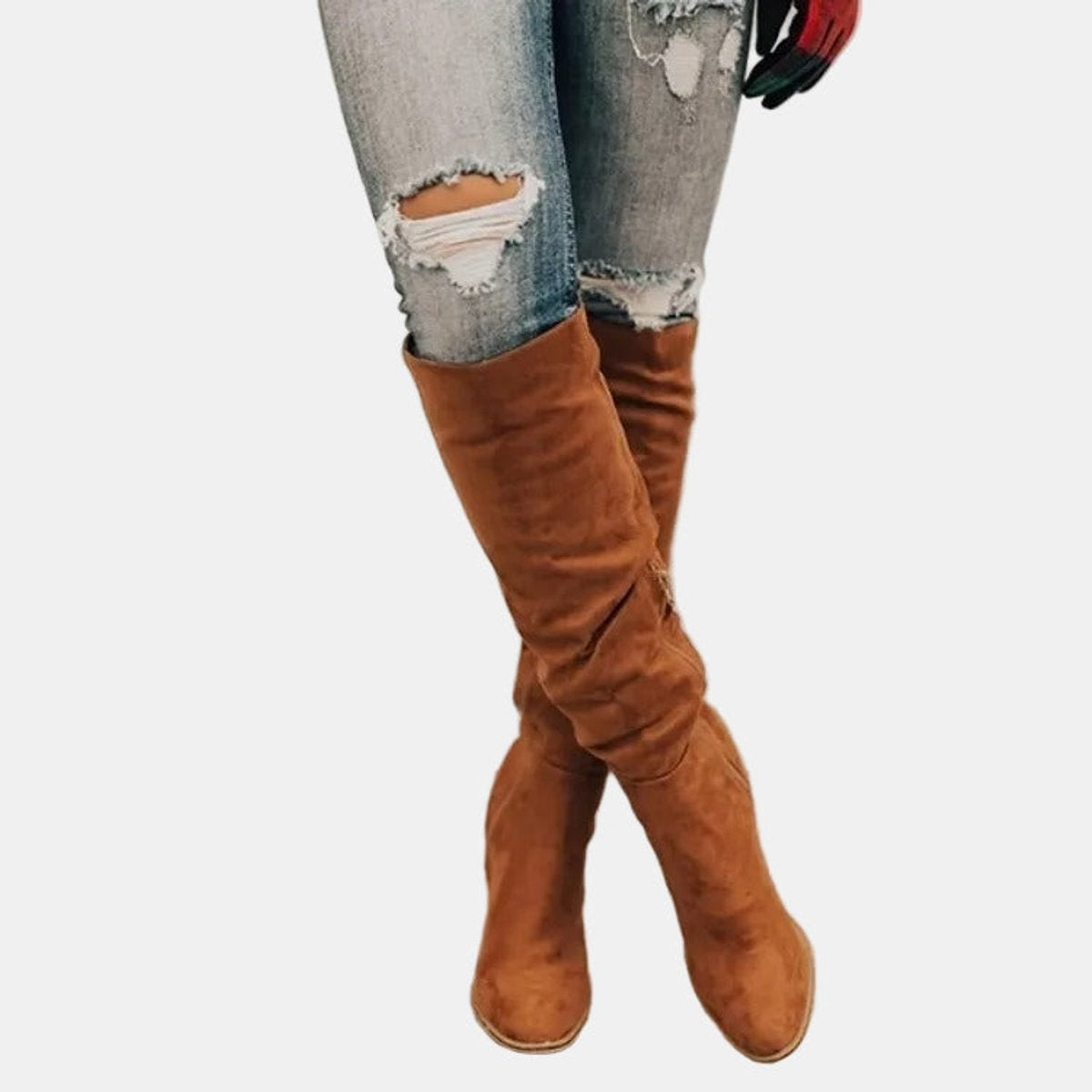 Non-Slip Over-the-Knee Boots with Block Heel and Side Zipper for Women