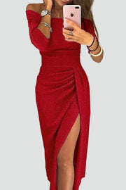 Off-Shoulder Ruched Midi Dress Style Wedding Guest