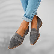 Orthopedic Leather Loafers with Pointed Toe and Cushioned Insole for Women