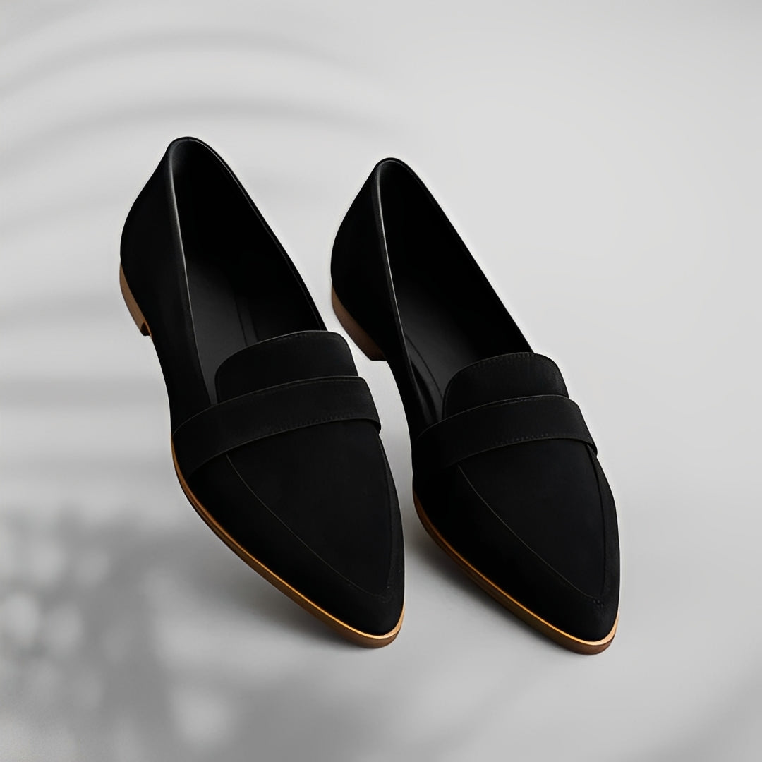 Orthopedic Leather Loafers with Pointed Toe and Cushioned Insole for Women