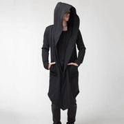 Oversized Longline Hooded Trench Coat with Wide Lapels for Men