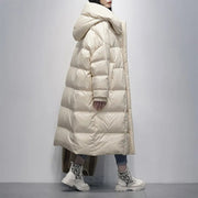 Oversized Quilted Winter Puffer Coat with Hood and Pockets for Women