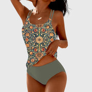 Patterned Tankini with Adjustable Straps