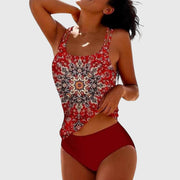 Patterned Tankini with Adjustable Straps