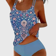 Patterned Tankini with Adjustable Straps