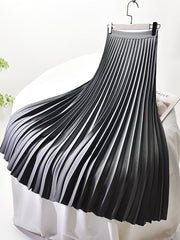 Pleated High-Waist Midi Skirt Casual Wear