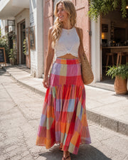 Pleated Multicolored Maxi Skirt