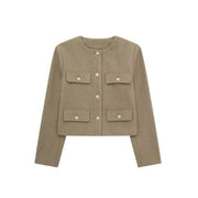 Polished Women's Short Jacket with Gold Buttons