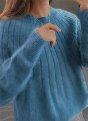 Relaxed Ribbed Knit Sweater with Soft Texture for Women