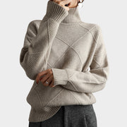 Quilted Turtleneck Sweater for Elegant Casual Outfit and Warm Clothes
