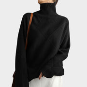 Quilted Turtleneck Sweater for Elegant Casual Outfit and Warm Clothes