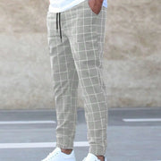 Checkered Men's Joggers with Tapered Leg for Casual Comfort