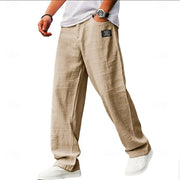 Relaxed Fit Linen Pants Casual Wide Leg Trouser Style Adjustable Breathable