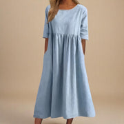 Relaxed Fit Midi Dress with Pockets