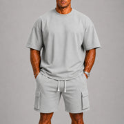 Relaxed Fit T-Shirt and Cargo Shorts Set