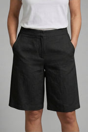 Relaxed High-Waisted Linen Shorts Casual Wear Pockets Lightweight Summer