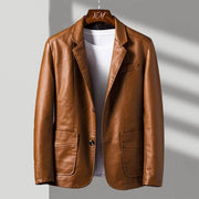 Relaxed Leather Jacket for Women with Two-Button Closure and Style