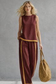 Relaxed Sleeveless Co-ord Set for Cute Summer Tops with Contrast Trim