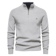Ribbed Half-Zip Men's Sweater for Work and Casual Comfort