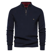 Ribbed Half-Zip Men's Sweater for Work and Casual Comfort