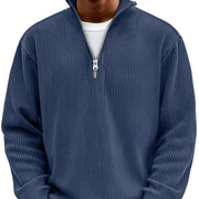 Ribbed Half-Zip Sweater Casual Wear Christmas Knit